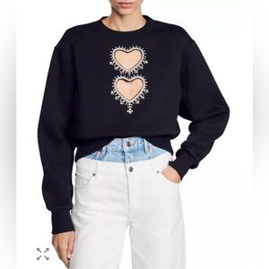 Sandro Love Embellished Cut Out Sweater